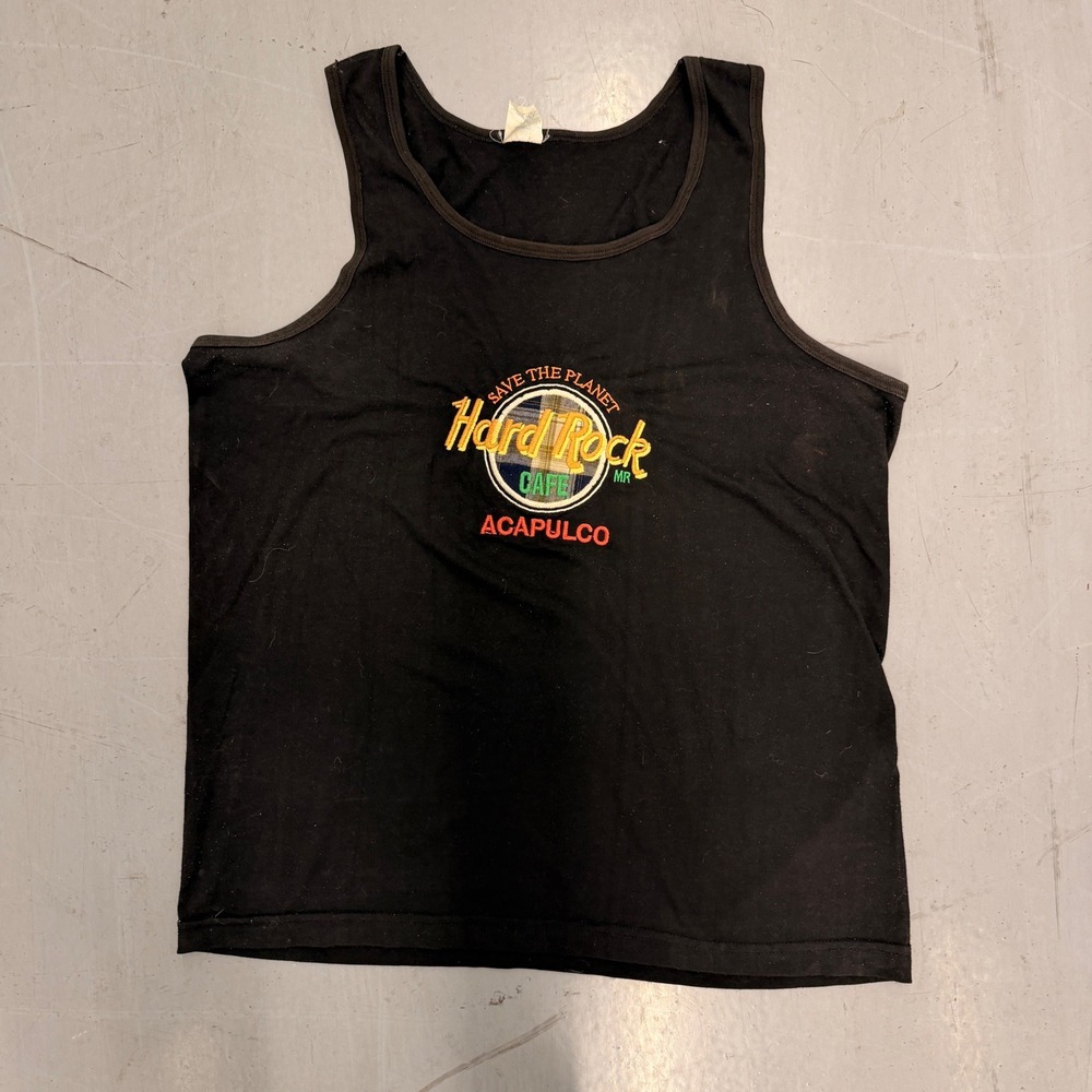 Vintage Hard Rock Cafe Acapulco Black Tank Top Save the Planet XL Retro‎ 90s